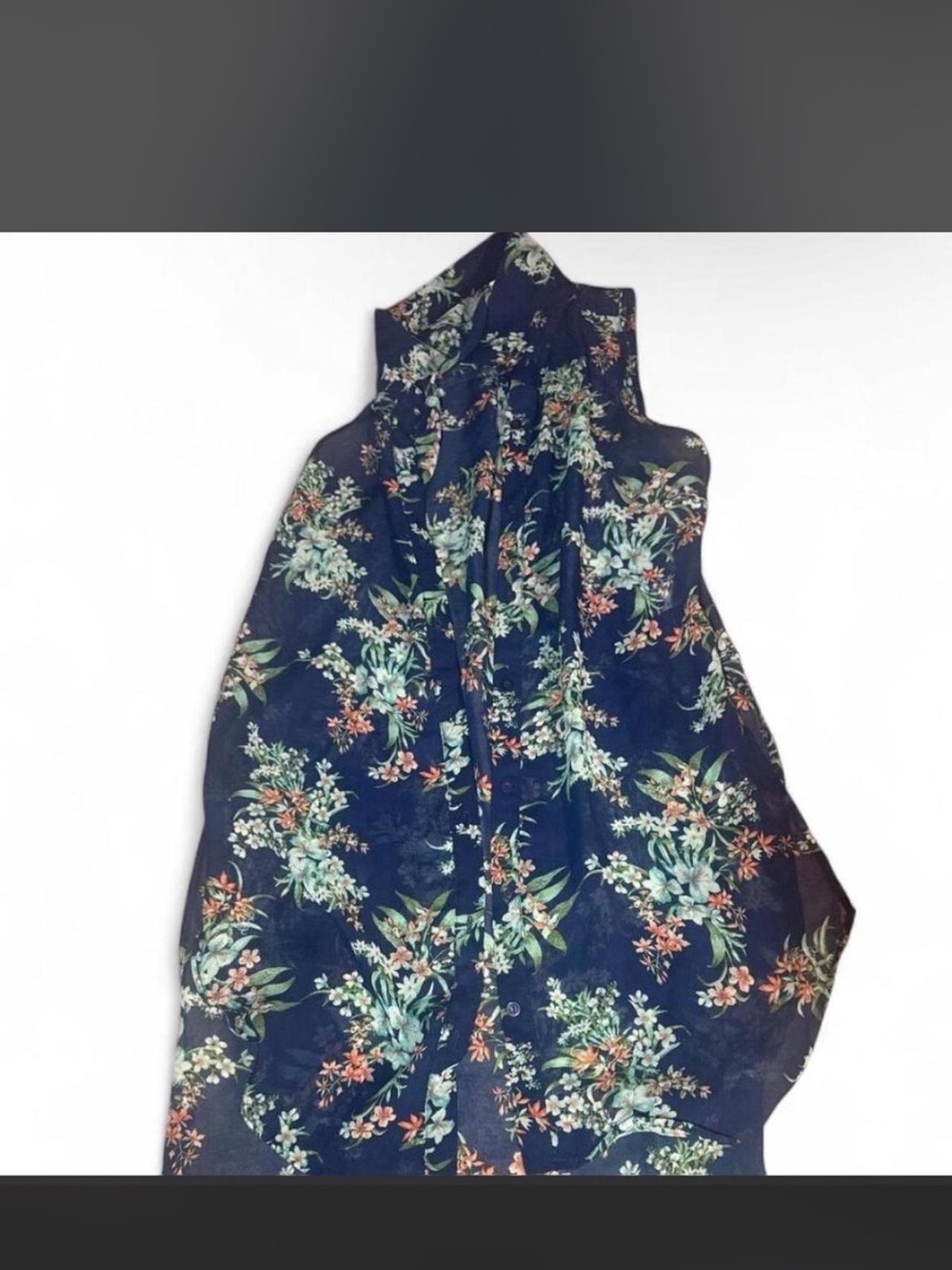 Charlotte Russe Navy Floral Button Down Shirt